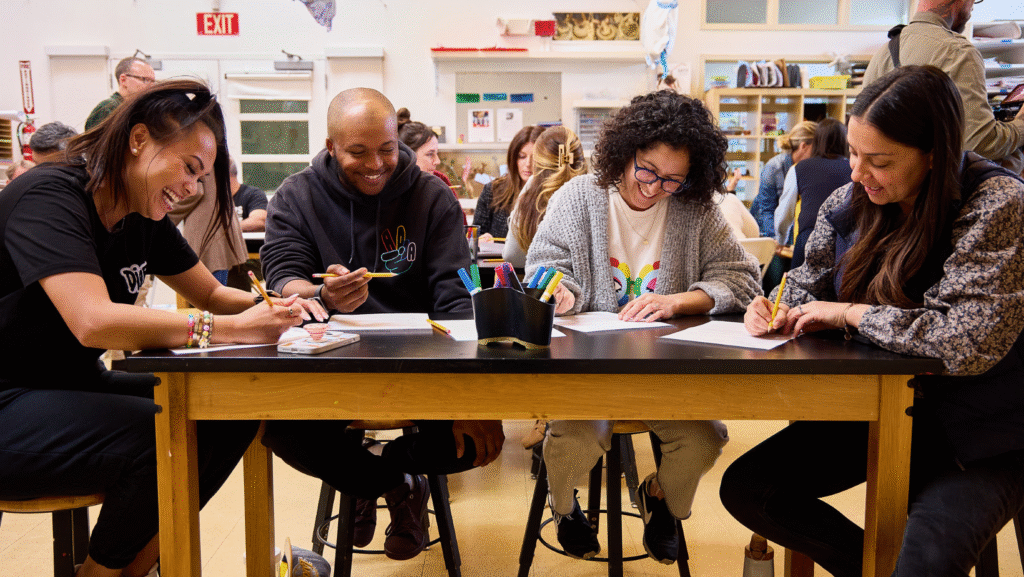 Group of adults working at table